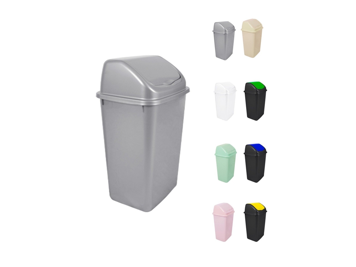 Cubo de basura con tapa giratoria de 30/50 litros ideal para el hogar y la oficina color plata 30 L Jardim202