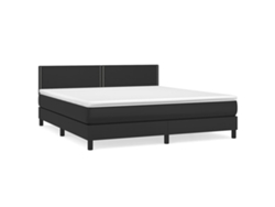 Maison Exclusive - Cama Box Spring Con Colchón Cuero Sintético Negro 180x200 Cm
