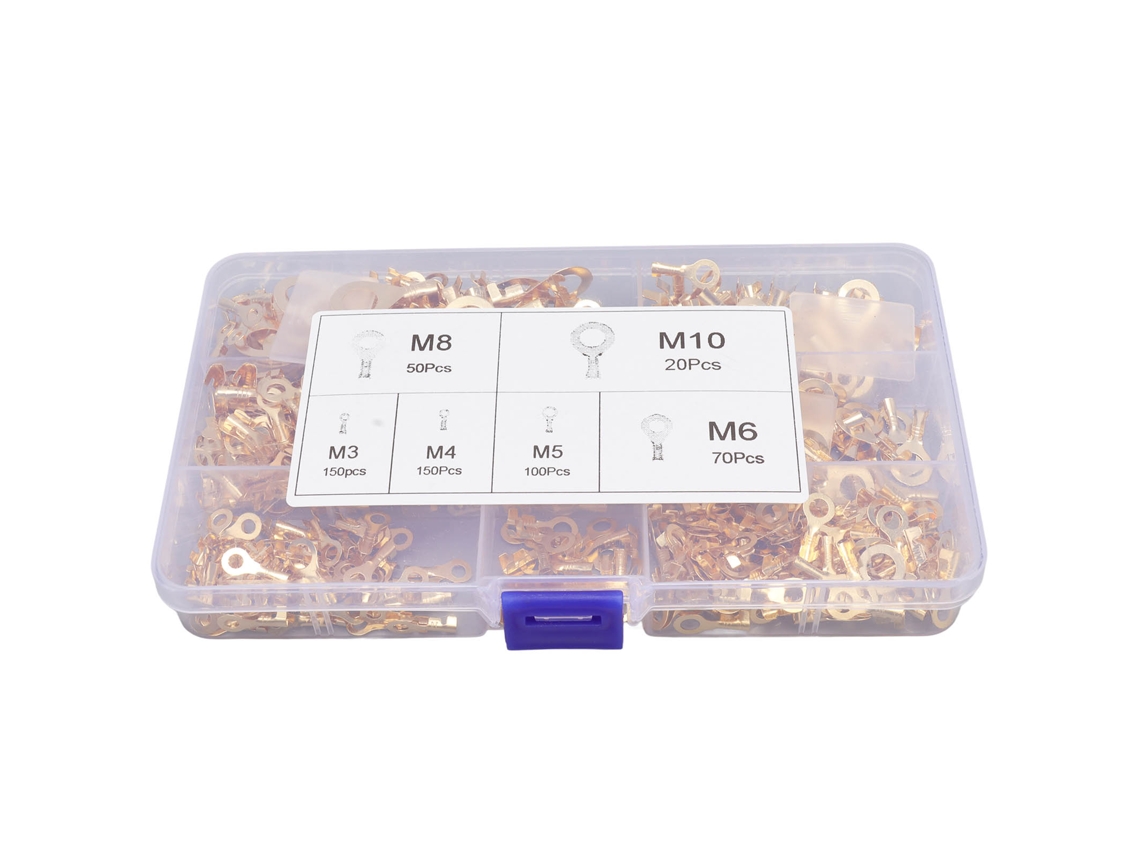 2026-set 540pcs Bornes De Cuivre Assorties Pour Câbles Électriques Anneaux M3-m10 Avec Boîte De Rangement