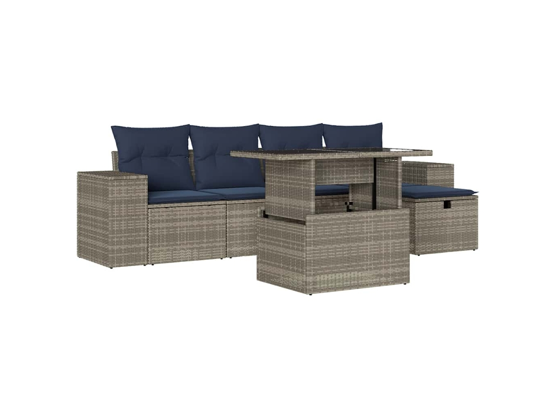 Maison Exclusive - Conjunto De Sofá De Jardín De 6 Piezas Con Cojines, Poliratán Gris