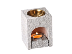 Chimenea de cemento con difusor de aceites esenciales chapado en oro, difusor y candelabro. Mdug (aceites esenciales y velas no incluidos).