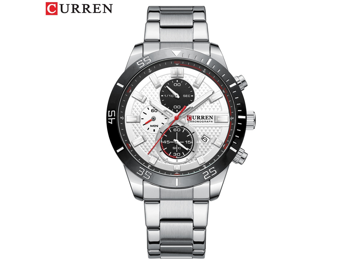 Reloj De Pulsera Informal Para Hombre (blanco Plateado) Resistente Al Agua, Con Seis Manecillas, Correa De Acero Inoxidable Y Diseño Multifuncional.