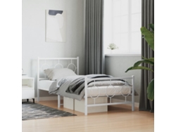 Estructura Cama Sin Colchón Con Estribo Metal Blanco 90x190 Cm