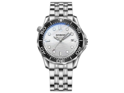 Binbond B2820 30M Hengrongshen Reloj deportivo de cuarzo para hombre, luminoso, resistente al agua, de acero blanco, con superficie blanca