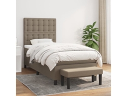 Cama Box Spring Con Colchón Tela Gris Taupe 90x190 Cm