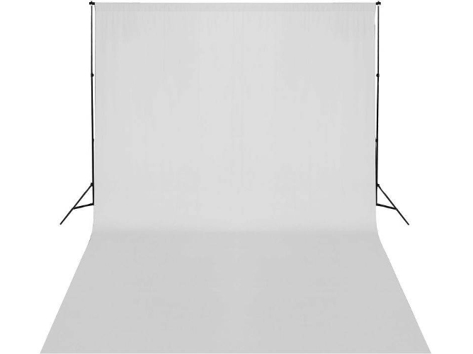 vidaXL Sistema de soporte de fondo telescópico + fondo blanco 3x5 m