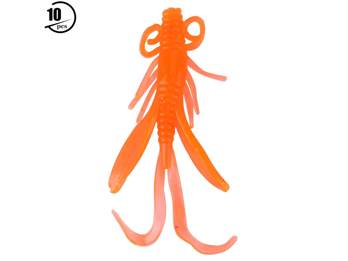 10 Piezas De Señuelos De Pesca De Plástico Suave De 6,2 Cm, Cebos Artificiales De Camarón (naranja)