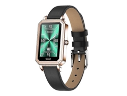 Reloj inteligente Loaniy Ht2 de 1,28 pulgadas con podómetro y detección de frecuencia cardíaca, color cuero dorado Ly Ebike