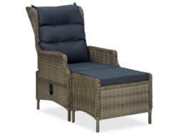 Silla de jardín reclinable con reposapiernas DKD Home Decor, mimbre marrón