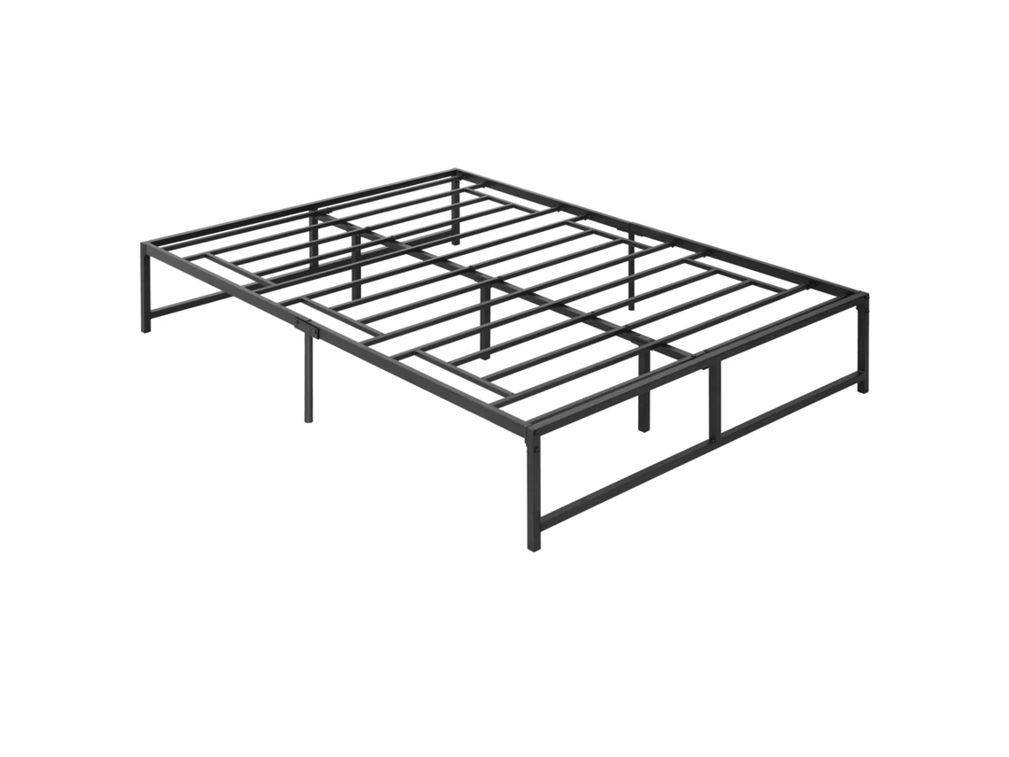 Estructura De Cama Doble Con Espacio De Almacenamiento, 135x190cm, Negra.
