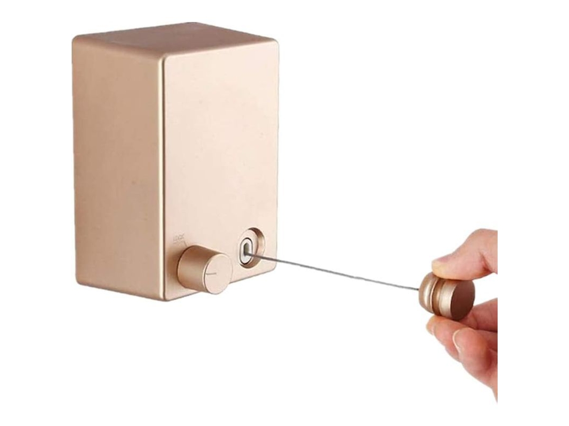 Tendedero De Ropa Retráctil Linjou De 4,2 M/13,8 Pies, Para Montaje En Pared, Con Cable De Acero (dorado)