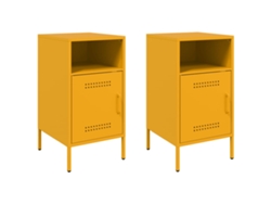 Maison Exclusive - Mesitas De Noche 2 Unidades Acero Amarillo Mostaza 36x39x68 Cm