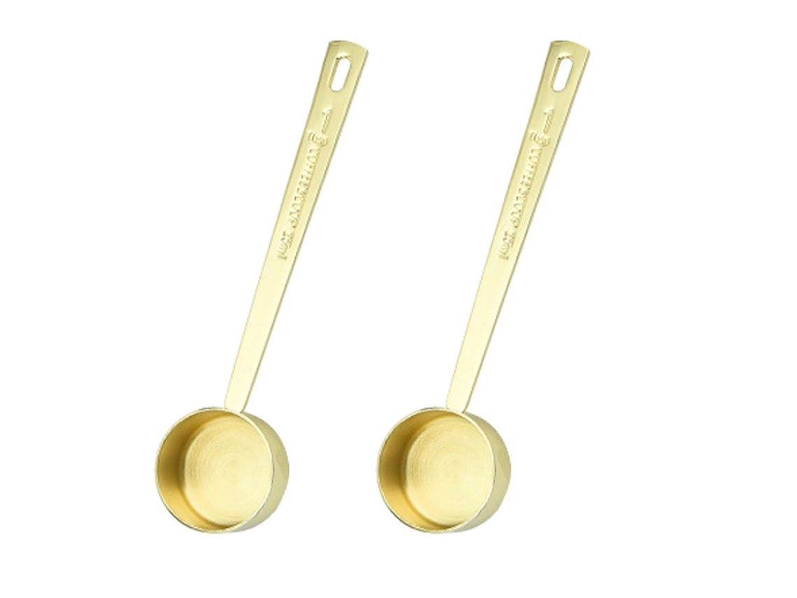 Juego de 2 cucharas medidoras de café de acero inoxidable (15 ml) RNEMITERY