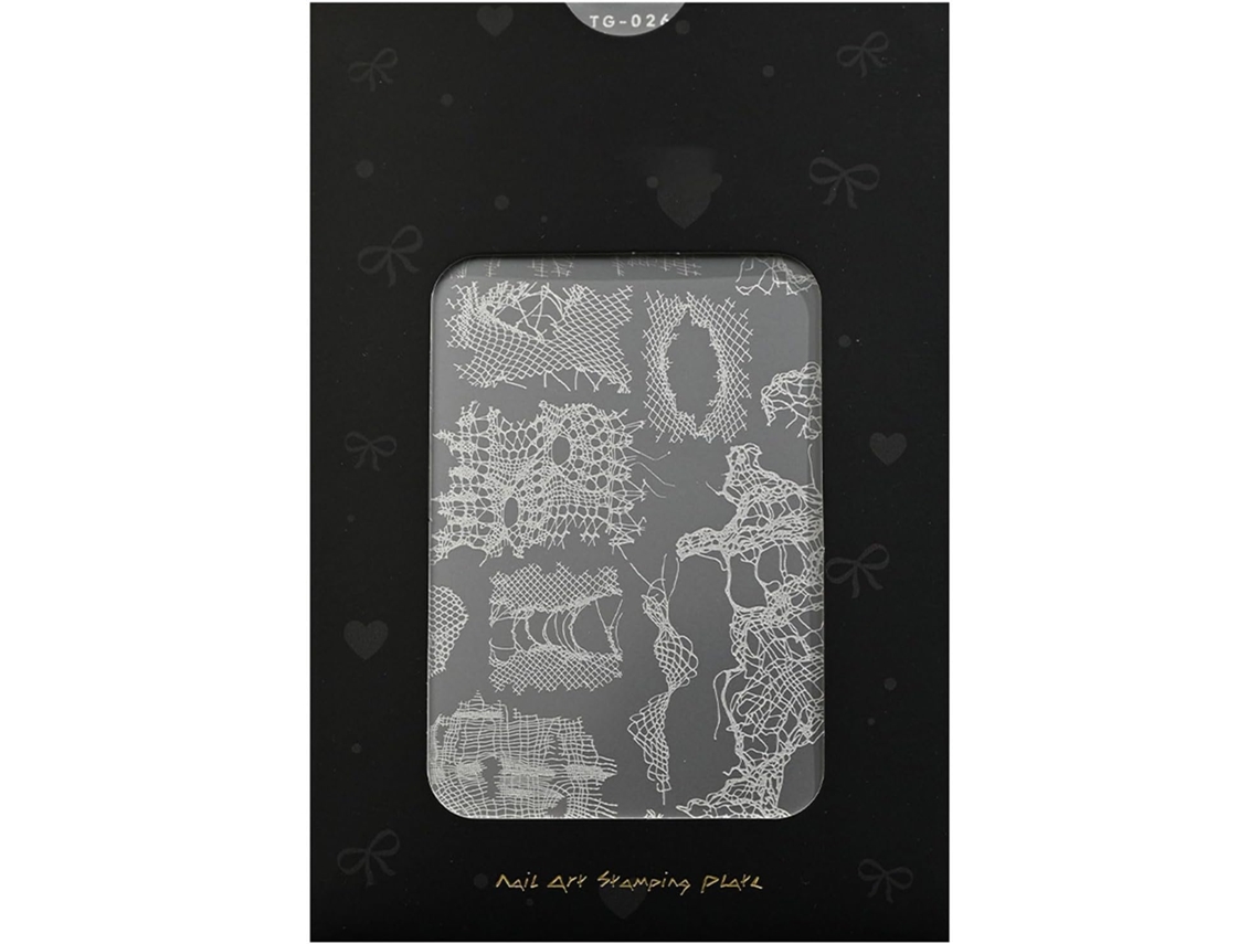 Placa De Estampado Compacta De Acero Inoxidable Con Delicados Patrones De Encaje A Cuadros.