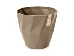 ARECA Quartz - Maceta Redonda Decorativa 19 cm con Textura Taupe