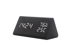 Reloj Led Electrónico De Madera Con Detección De Temperatura Y Humedad