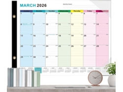 Calendario de pizarra blanca para escribir y borrar, de enero de 2026 a junio de 2027, para la escuela.