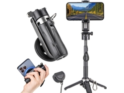 Soporte para trípode MagSafe para iPhone, palo selfie portátil de bolsillo con control remoto recargable JYTGALX (negro)