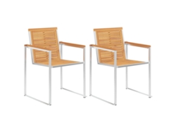 Maison Exclusive - Cadeiras De Jardim Com Almofadões 2 Pcs Teca Maciça E Aço