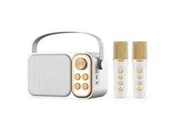 Altavoz de karaoke Bluetooth con 2 micrófonos y diseño elegante, altavoz portátil multifuncional, blanco, PAPRIKA