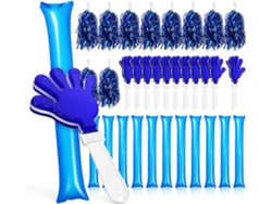 Conjunto De Porristas: Bastones Inflables Azules, Paletas De Plástico Para Aplaudir, Kit De 36 Piezas.