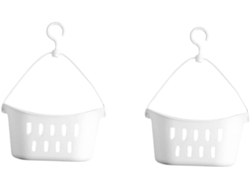 Juego de 2 cestas colgantes de plástico para baño, práctico organizador para cosméticos y artículos de higiene - Slowmoose