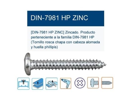 Tornillo r-chapa din 7981hp alomada ph2 4,2x25 8x1 t8142025 (caja 2.5 unidades)