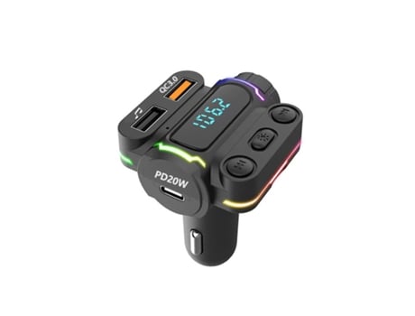 Modulador de transmisor FM Luz colorida QC3.0 Tipo C PD 20W Cargador de coche USB Reproductor de MP3 Bluetooth 5.0 Kit de manos libres para coche (...