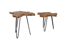 Juego de mesas auxiliares BELIANI Camrose de Madera de teca Madera oscura 60x60x56