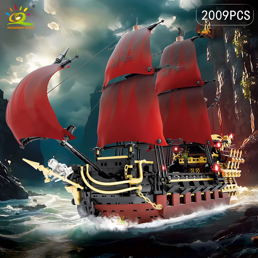 Brinquedo De Montar En Blocos, Modelo De Barco Pirata, Para Decoración De Mesa. Un Presente Para Niños, Niños Y Adultos.