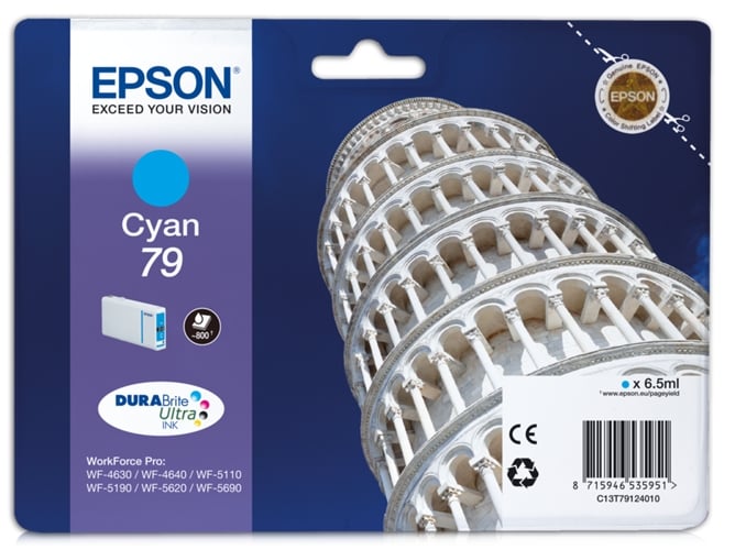 Cartucho de tinta original EPSON 79, Torre de Pisa 6,5 ml , Cian, L, C13T79124010, T7912