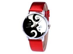 Reloj De Pulsera Analógico Unisex Con Movimiento De Cuarzo Y Correa De Pu (rojo)