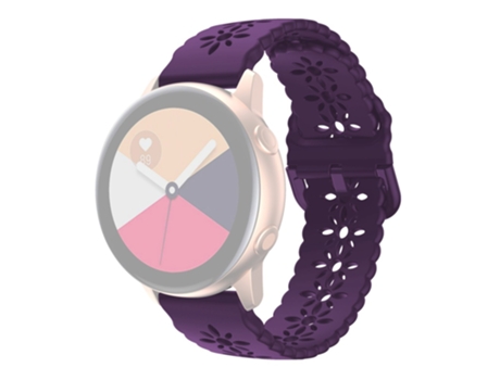 Correa de Silicona flor de ciruelo 20mm ahuecado para Samsung Galaxy Watch4 40mm/44mm/Watch4 Classic 42mm/Garmin Venu 2 Plus - púrpura oscuro