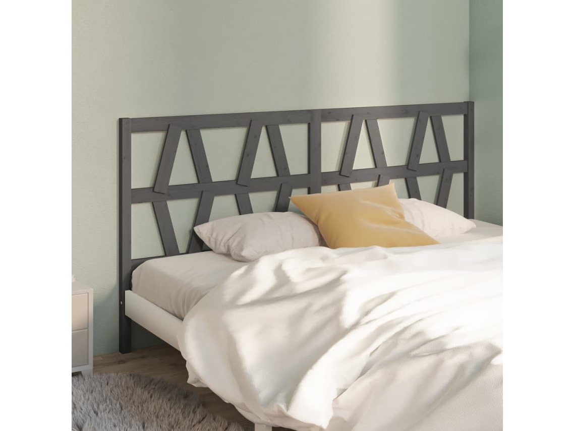 Cabecero De Cama Madera Maciza De Pino Gris 206x4x100 Cm