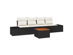 Maison Exclusive - Conjunto De Sofás De Jardín 5 Pcs Negro Ratán Sintético