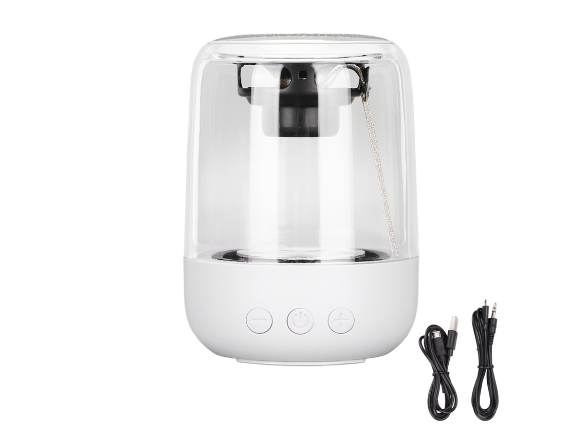 Altavoz Led Inalámbrico Bluetooth Con 7 Modos De Luz Para Viajes, Acampadas Y Oficina - Blanco
