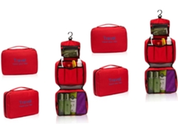 Neceser Multifuncional Impermeable De 2 Piezas Oxford Rojo Para Cosméticos Y