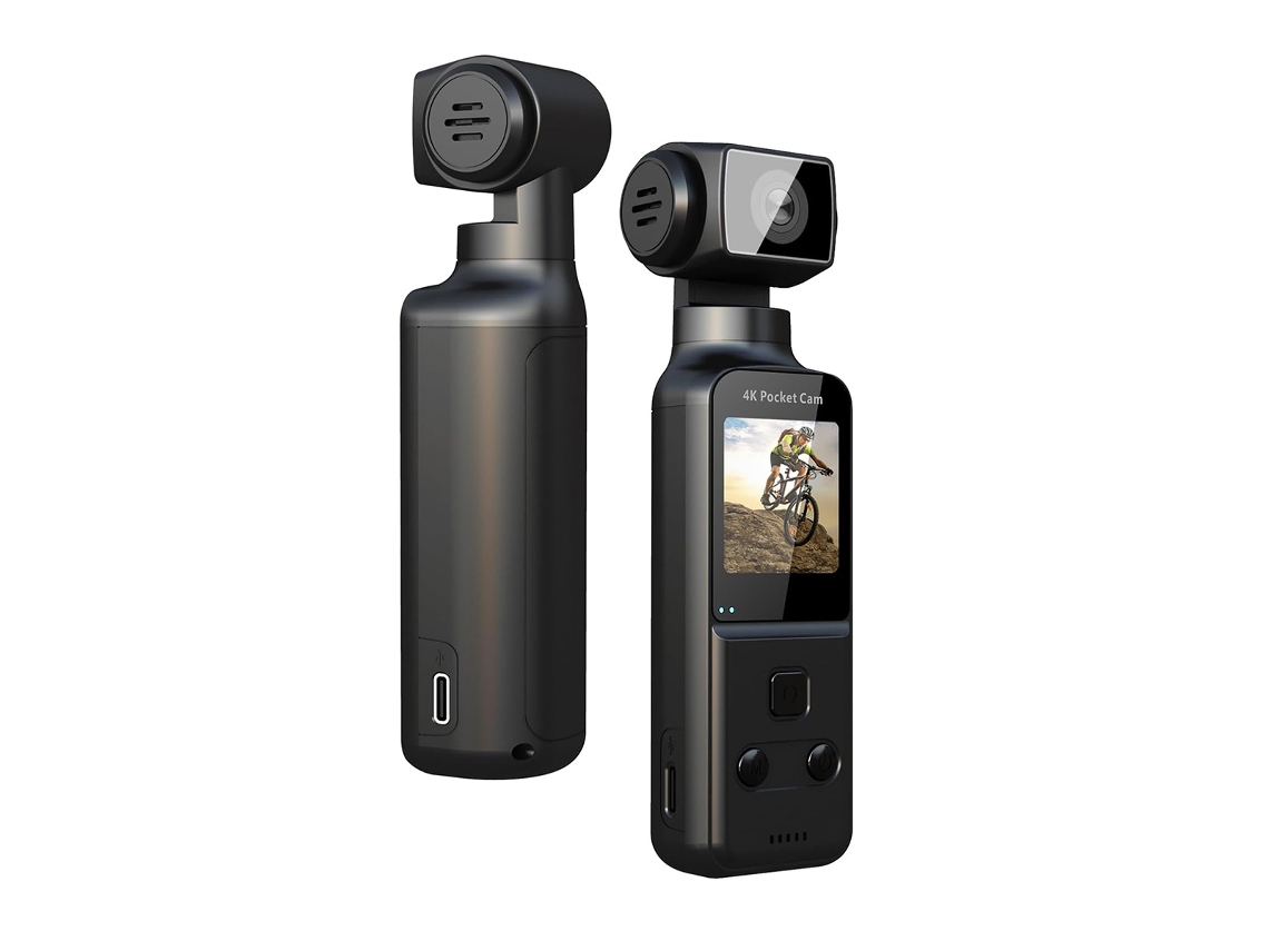 Cámara de acción corporal Klack 4K con micrófono externo: rotación de 270°, estabilización de imagen, Wi-Fi y grabación Ultra HD