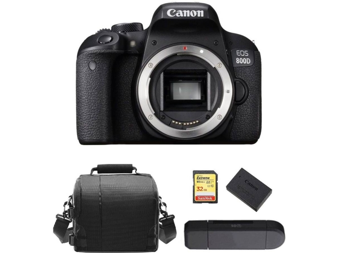 Kit Cámara Réflex CANON EOS 800D + SD de 32GB + Bolsa + LP-E17 + Lector de Tarjetas