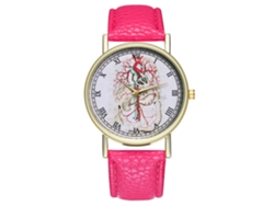 Reloj De Pulsera Unisex Para Parejas Con Correa De Piel Sintética, Cuarzo Rosa.