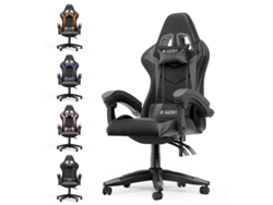 Sillas Gaming BIGZZIA Silla De Juego Modelo A (Hasta 110KG - Elevador a Gás Clase 2 - Cuero PVC - Inclinación 90-155 grados - Negro gris)
