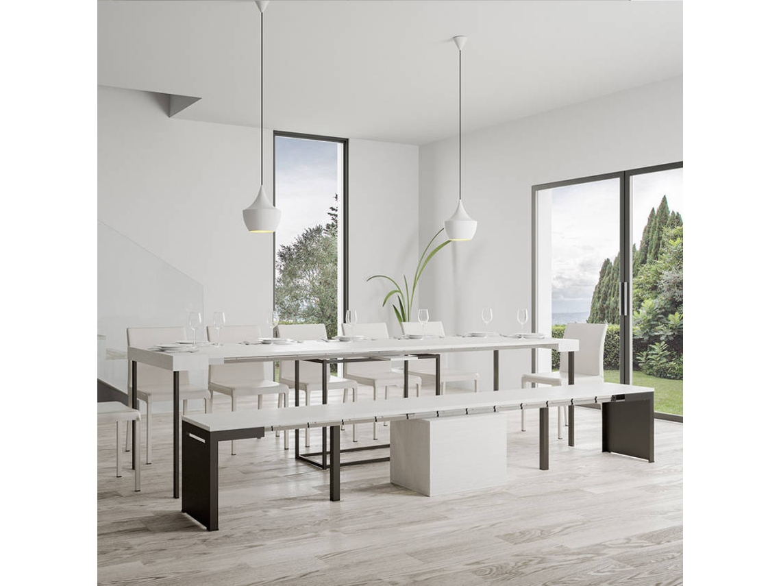 Banco Extensível Branco Entrada Da Cozinha Da Sala de Jantar Walk ITAMOBY (55x40-305cm)
