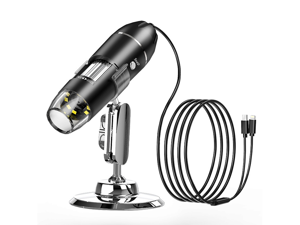 Microscopio 2 en 1 con pantalla digital portátil, aumento de 1600x, microscopio óptico con luz de relleno LED Cuich