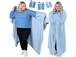 Manta De Franela Portátil, Manta Poncho Suave Y Cálida (azul Claro) Cuich