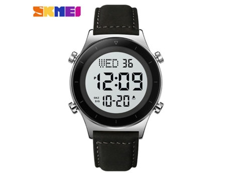 Reloj Impermeable con Cronómetro Alarma Cuenta Regresiva Hora Dual,Relojes de Pulsera para Hombres-Máquina Blanca Plateada - Cinturón LUUCOZK