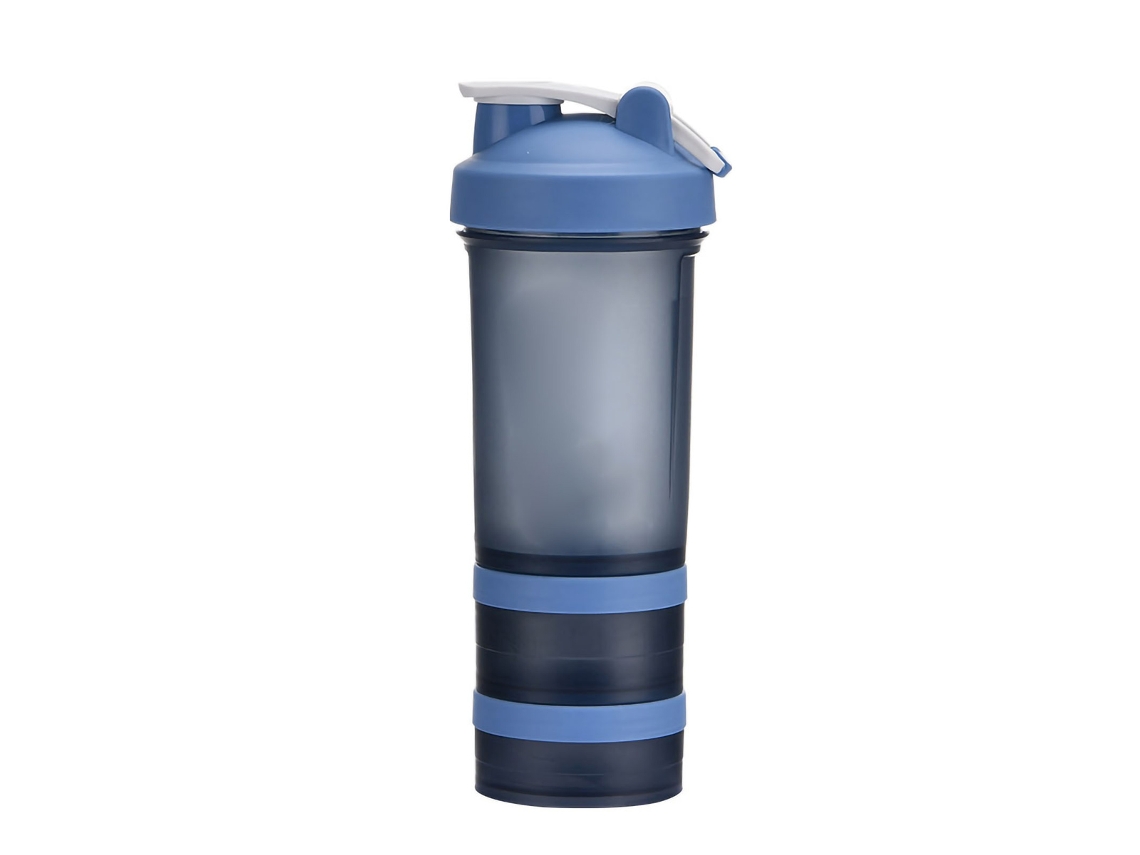 Botella deportiva de 450 ml (azul, triple capa, antipolvo)