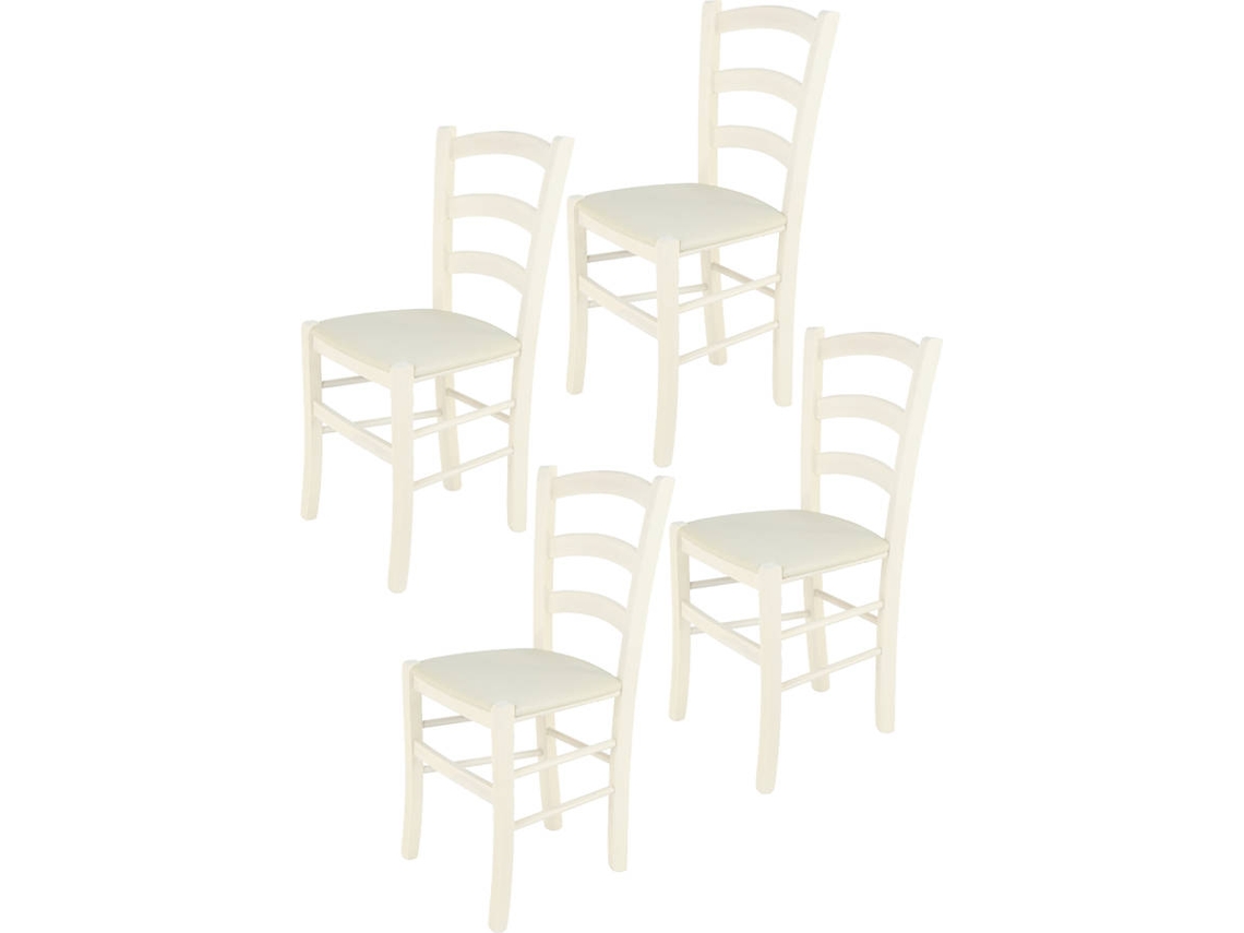 Conjunto de 4 Cadeiras T M C S Venice 322AB-NL023 (Branco - 88x43x44 cm - Madeira)