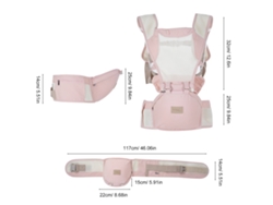 Portabebés Con Asiento De Cadera 3 En 1, Soporte Lumbar, Transpirable, De 3 A 36 Meses, Rosa