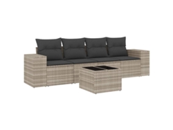 Maison Exclusive - Conjunto de sofá de jardín de 5 piezas con cojines, mimbre y patas gris claro