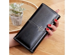 Cartera Premium con Cierre de PU Negro para Mujer/Hombre - Elegante y Práctica Tommy01
